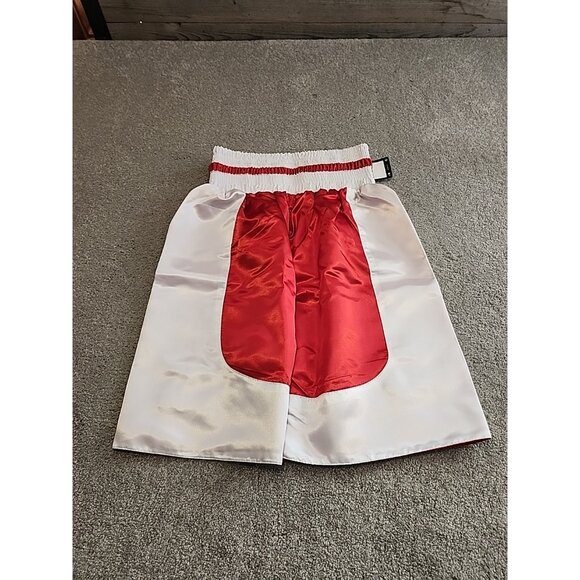 Ringside Youth L YL Satin Boxing Shorts  Red White Sport Training Athletic - Picture 2 of 8